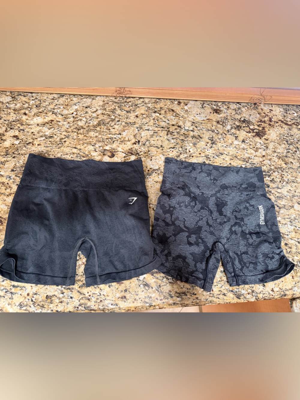 Gymshark Men's Black & Charcoal Camo Jogger Shorts